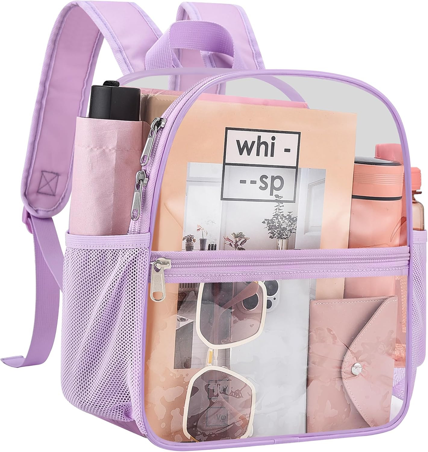 Clear Backpack for Stadium Events, 12X12X6 Small Clear Plastic Bag with Reinforc
