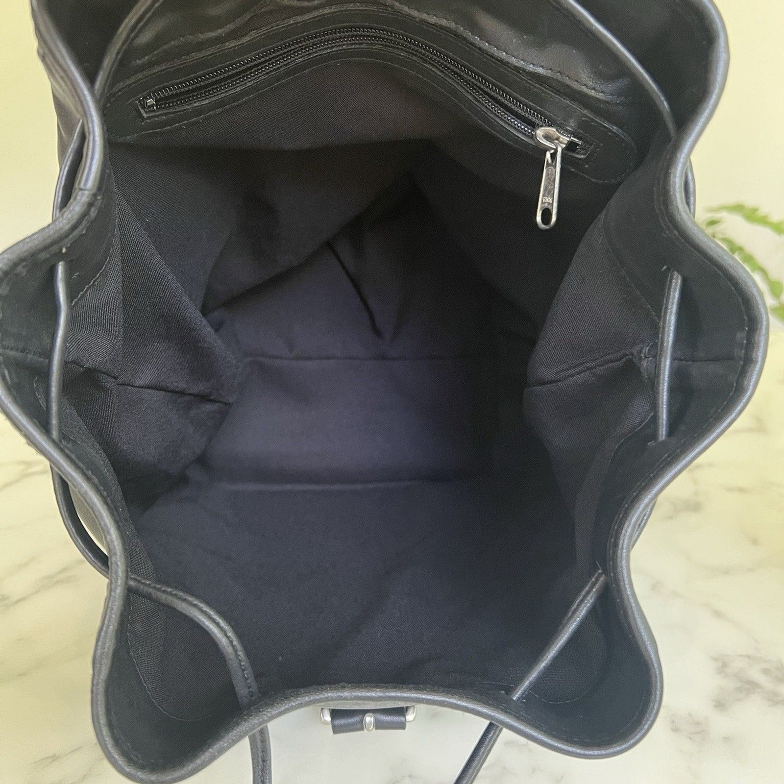 COACH Vintage Drawstring Buckle Backpack 0529 Black Leather Silver Nickel USA