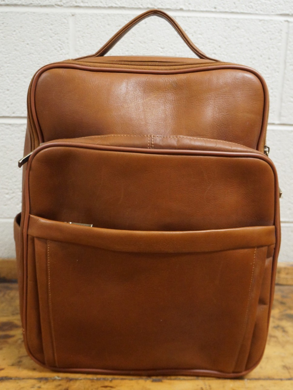 Luxury ClaireChase Tunica Leather Backpack Saddle Brown Travel Business Bag