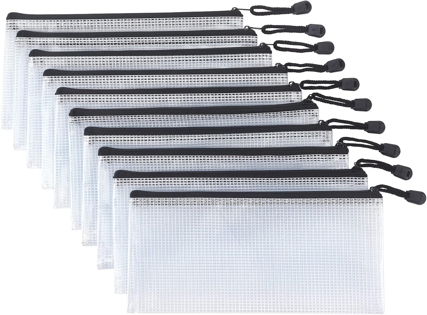 10 Pack Small Mesh Zipper Pouch Document Waterproof Zipper Bags Pencil Pouches A