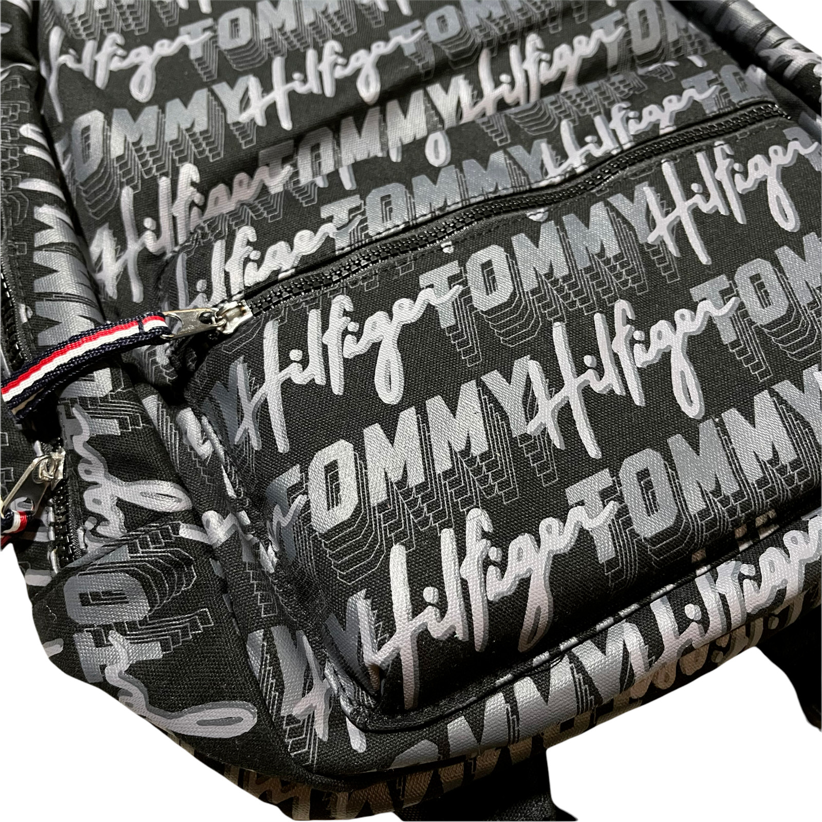 NWT Tommy Hilfiger Mens Logo Backpack Canvas Book Bag School Travel Unisex Black