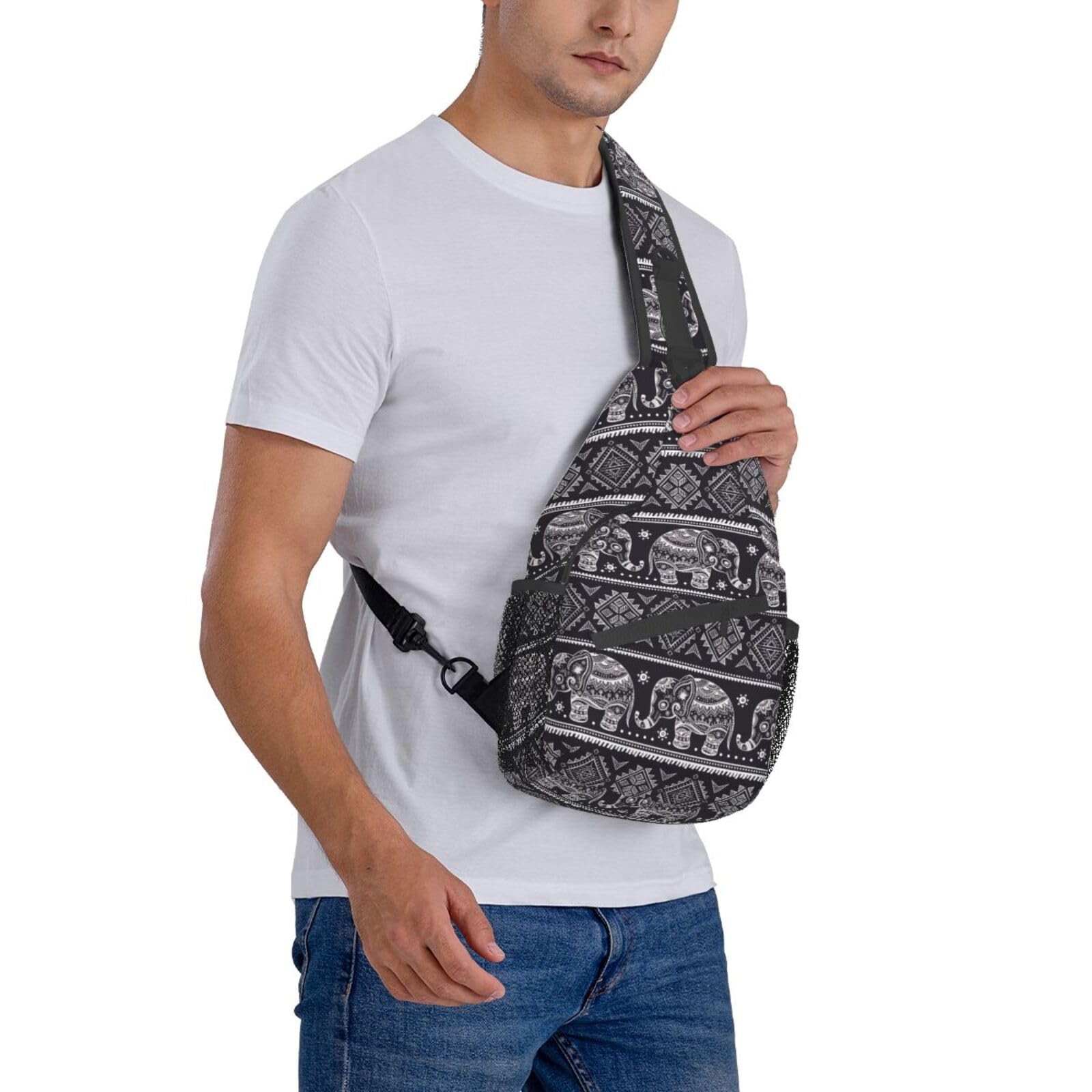 Boho Elephants Sling Backpack Unisex Crossbody Chest Bag Shoulder Chest Bag F…