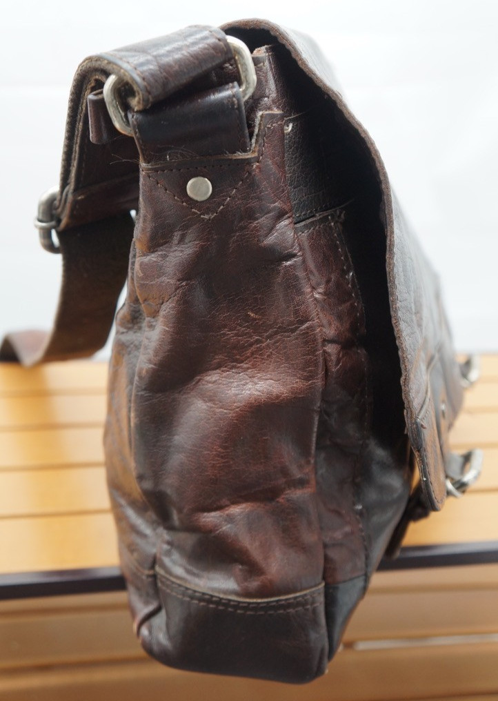 Jack Georges Spikes and Sparrows Brown Leather Briefcase