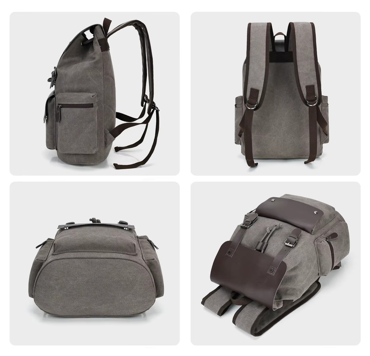 Vintage Canvas Backpack Rucksack Men Women Travel Laptop School Hiking Bag Large