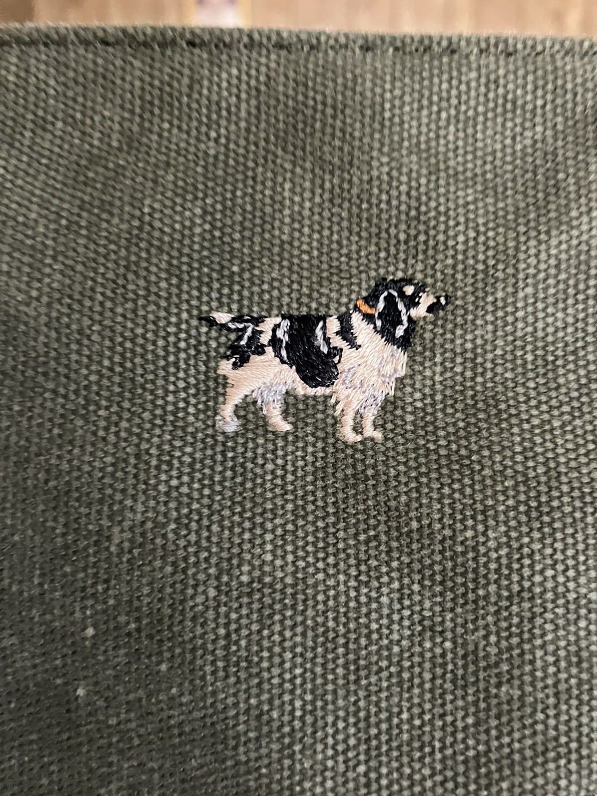 LLBean Green Canvas bag Springer Spaniel Hunting Embroidery Dog