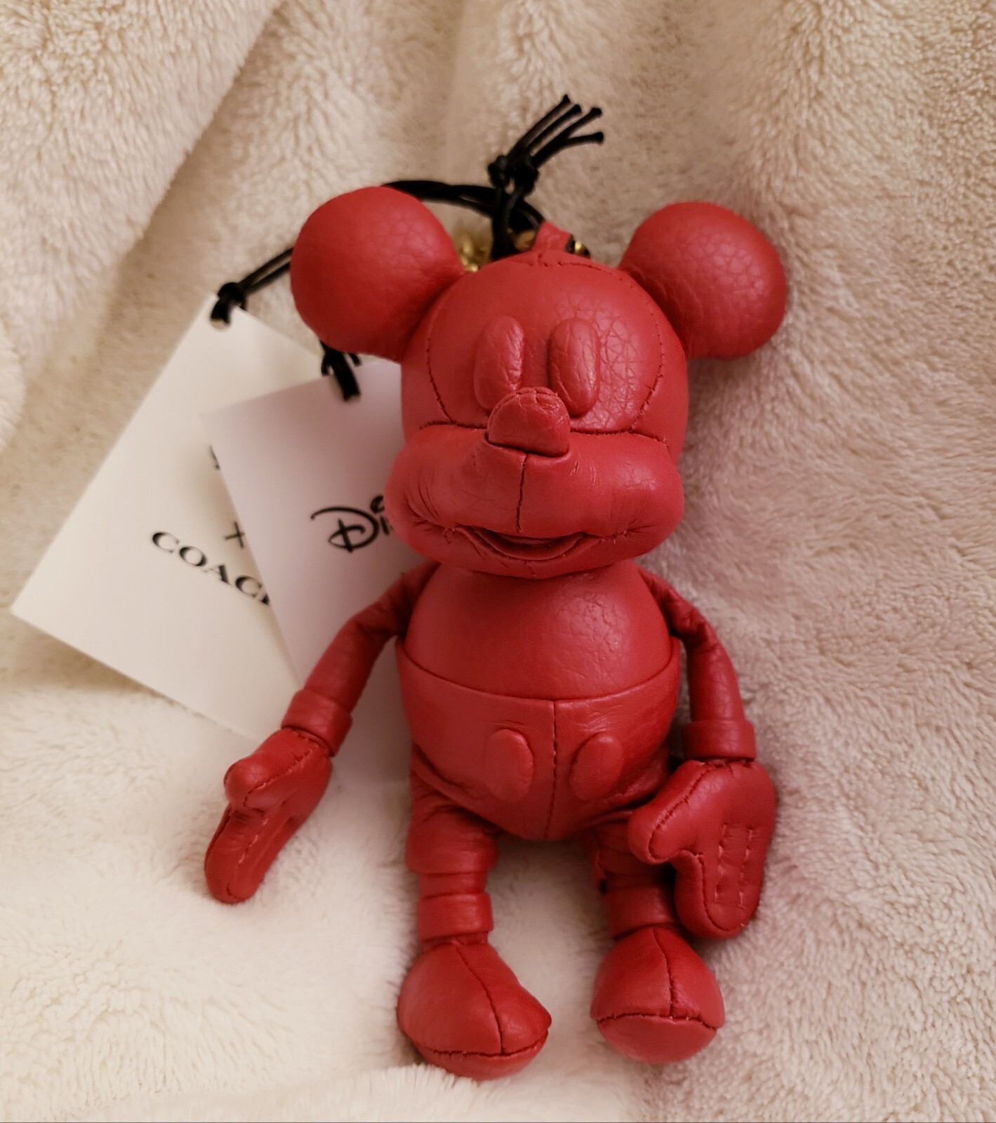 Disney X Coach Red Leather Mickey Mouse Collectible Bag Charm ~ Key Fob ~ NWT