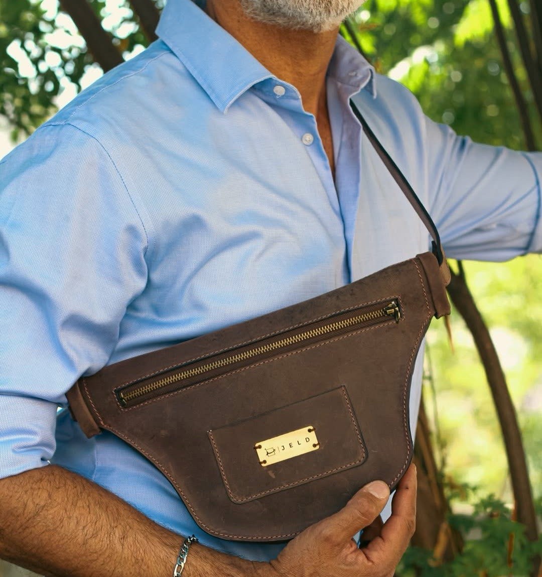 Luxury Genuine Leather Crossbody Bag Men Brown Chest Sling Premium Gift