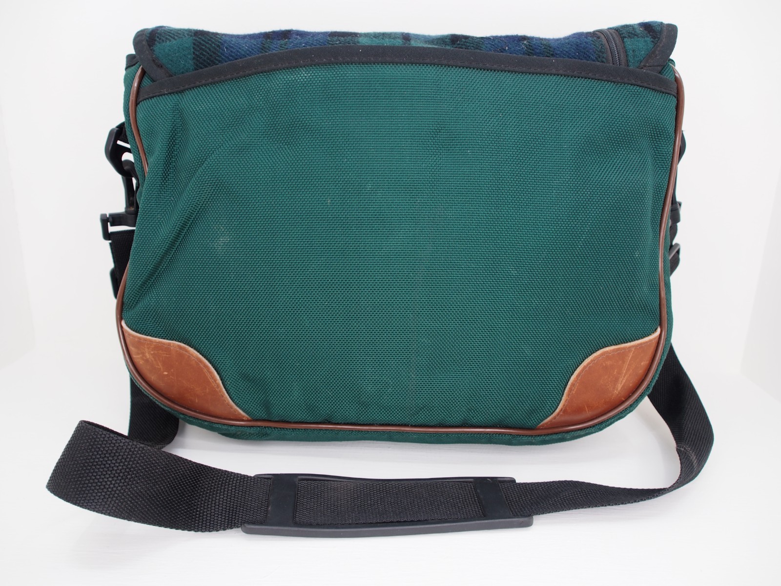 Pendleton Wool Plaid Leather Messenger Bag Crosssbody Laptop School Travel