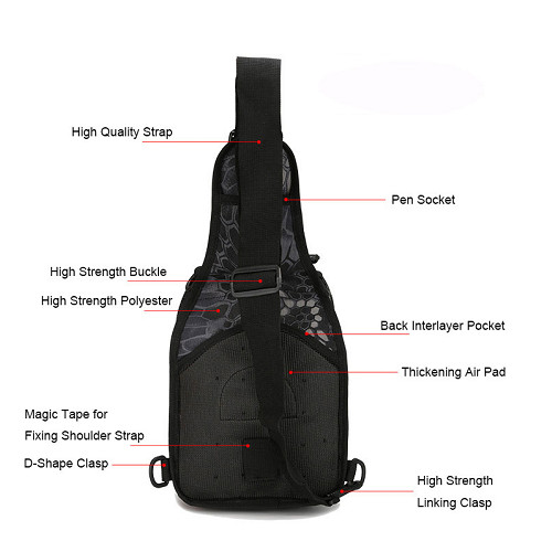 Men Backpack Molle Tactical Sling Chest Pack Shoulder Bag Outdoor Travel Hiking