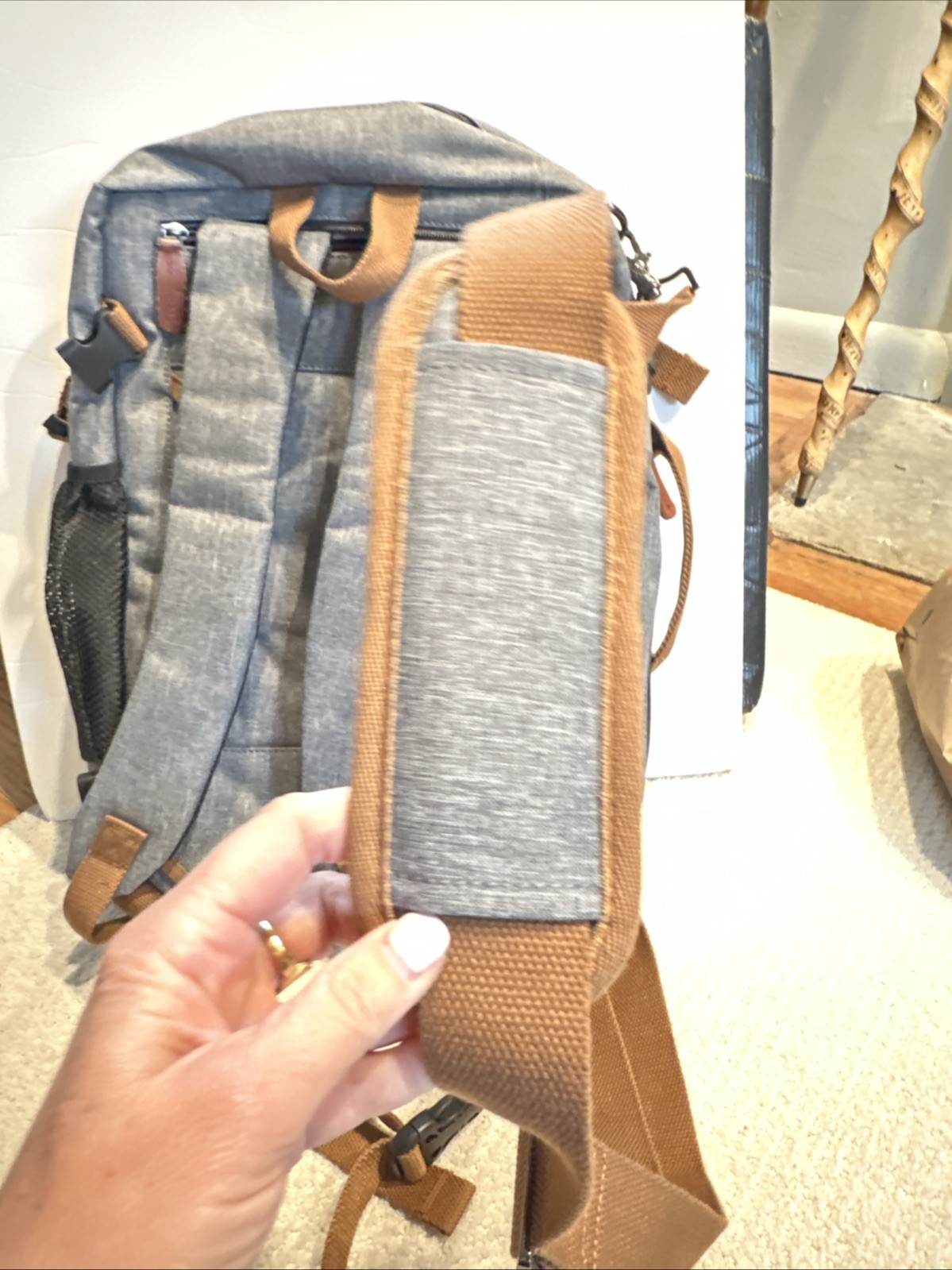 Men’s Dark Grey Coolbell Backpack, Travel bag Multiple Pockets And Zippers 3way