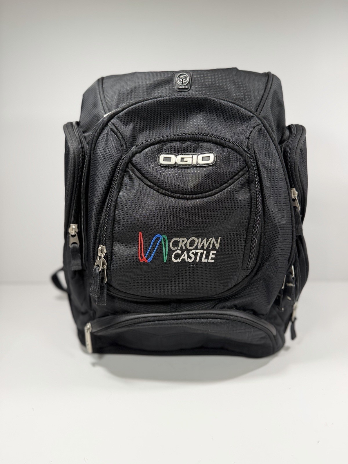 Ogio Tech Specs Metro Street Backpack Black Laptop Travel Bag Crown Castle Logo