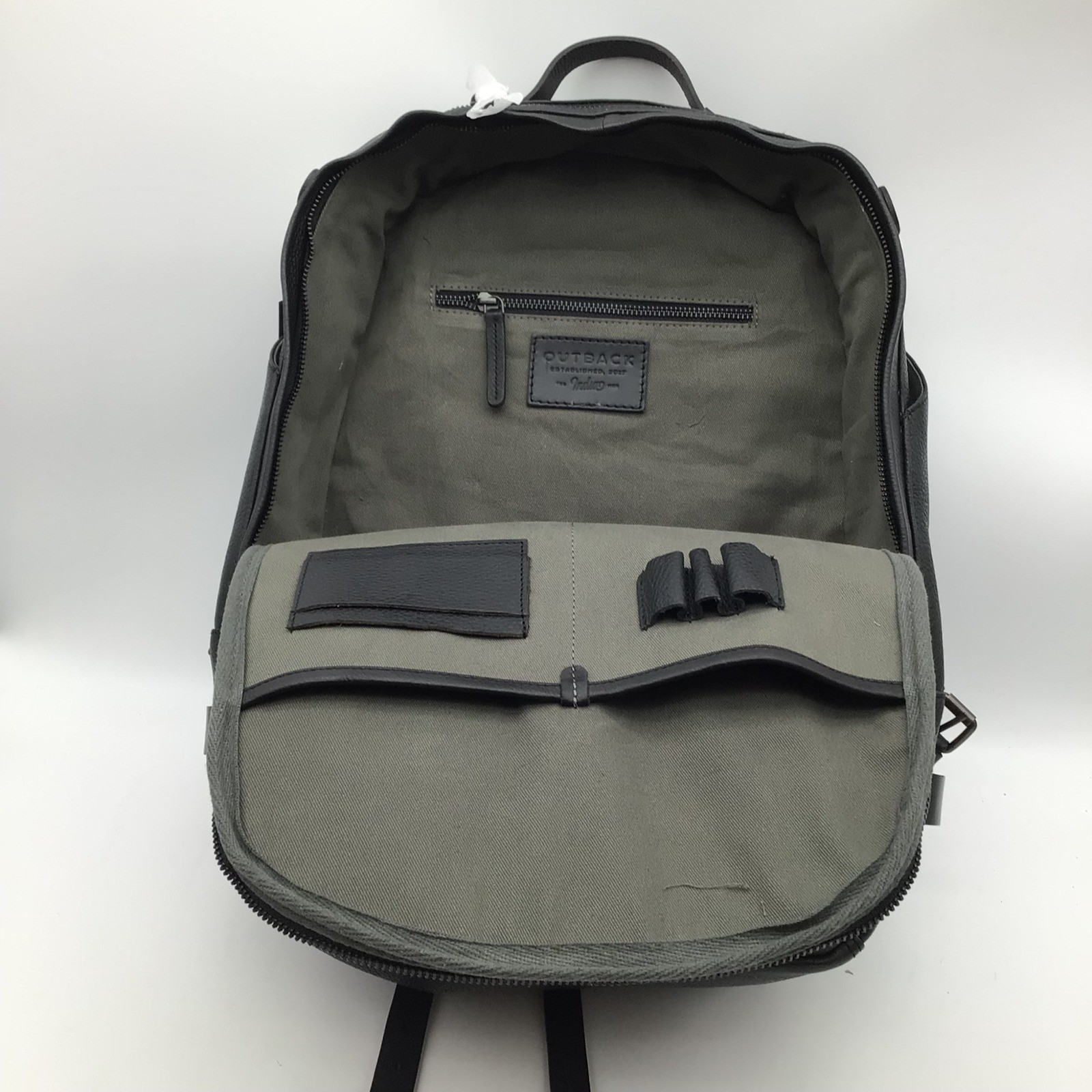 Outback Black Leather Backpack Veeam Adjustable Straps Travel Work School NWT
