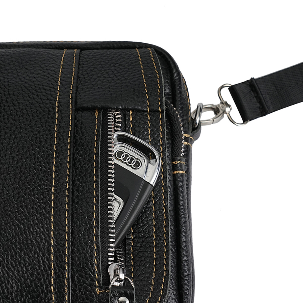 Genuine Leather Men’s Crossbody Bags Purse Business Small Waist Bag Shoulder Bag