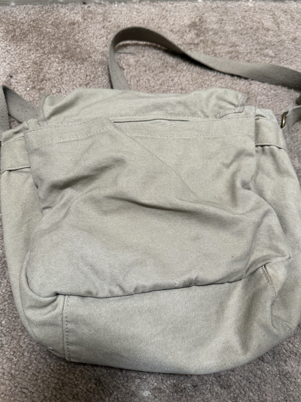 Beige Medium Messenger Shoulder Bag Zip & Buckle Outer Pockets Adjustable Strap