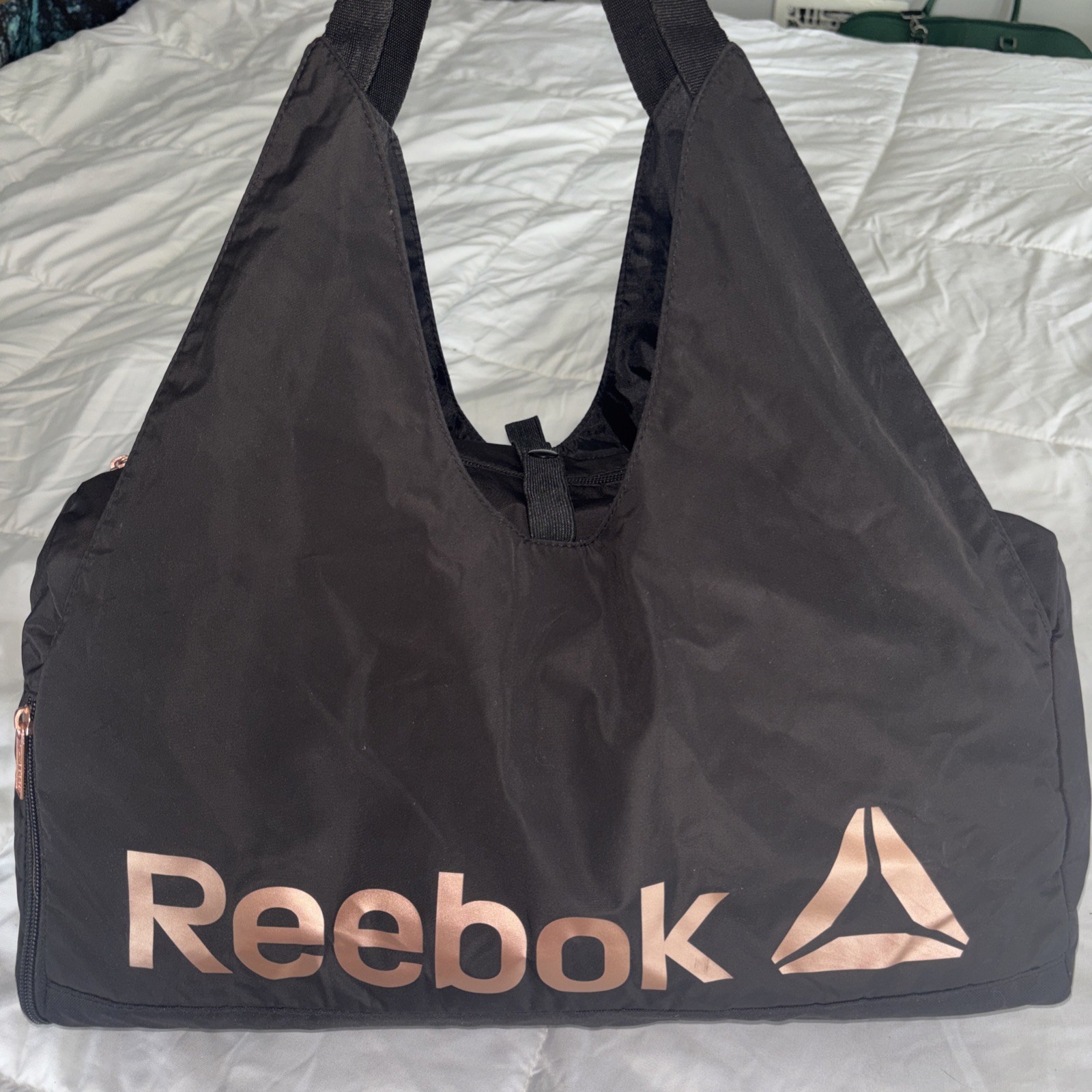Reebok Black Rose Gold Duffle Bag Travel Gym Weekend Getaways