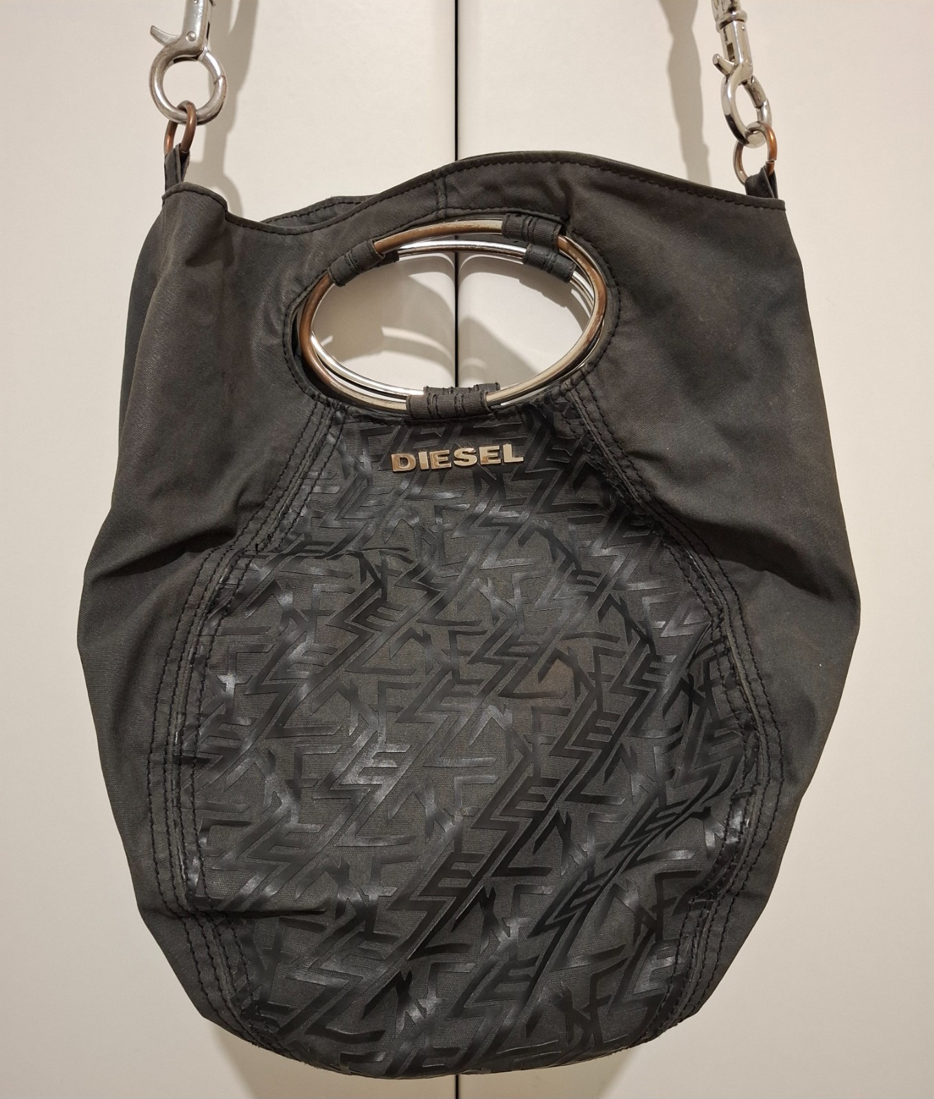 Y2K 1990s Diesel Women’s Large Shopper Handbag – Black 33,5cm x 48cm