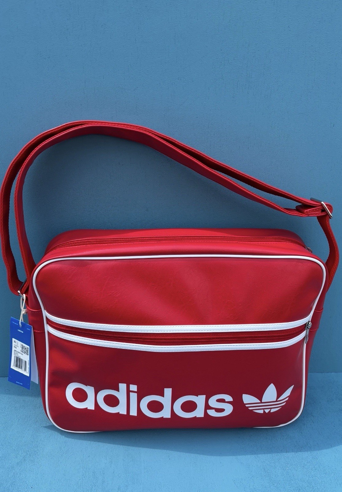 Adidas Unisex OG Airliner Red/White Logo Shoulder Messager Bag 4″X15.25″X11.75″