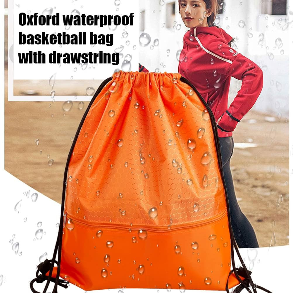 Drawstring Backpack Bag, Waterproof Draw String Back Sack with Zip Pocket, Gym D