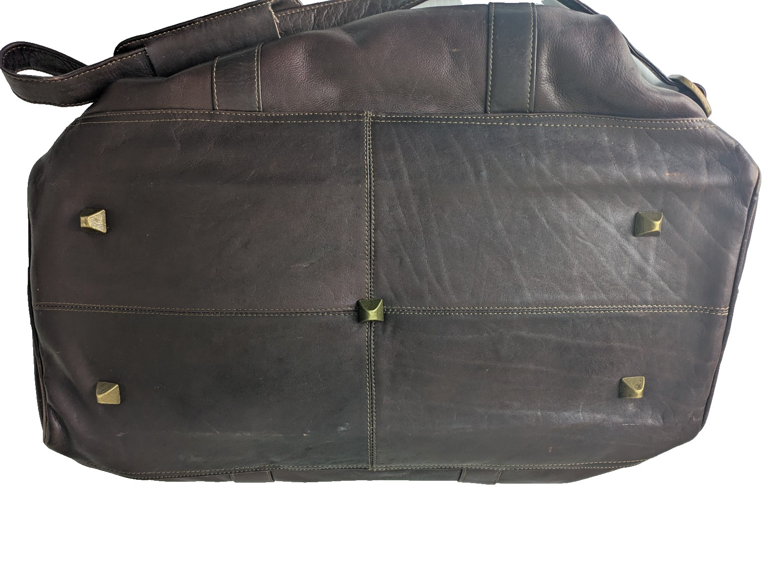 Clava Brown Genuine Leather Weekender Bag w/Removable Strap Footed Monogram