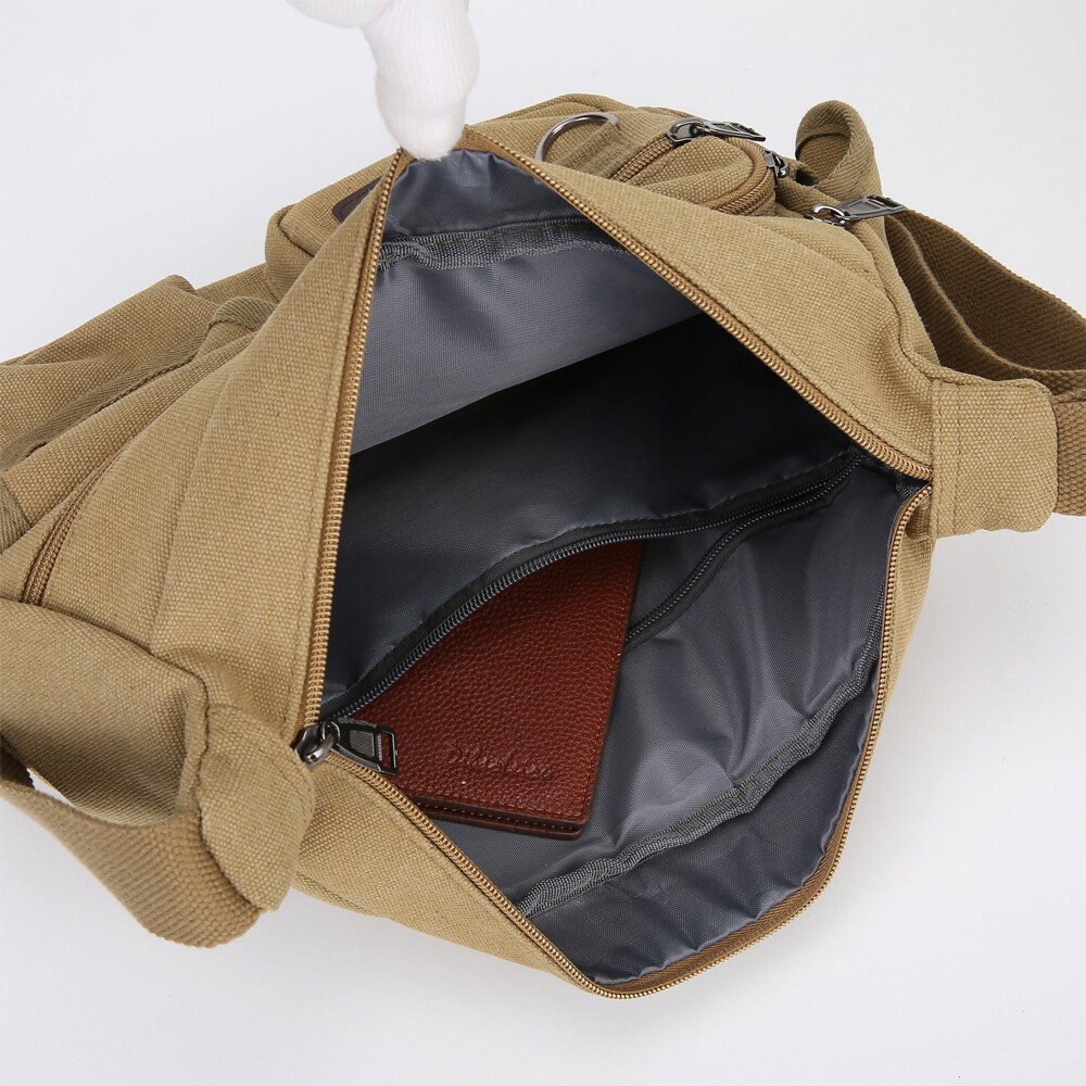 Men’s Canvas Shoulder Bag Durable Tool Bag Crossbody Sling Large Capacity Travel