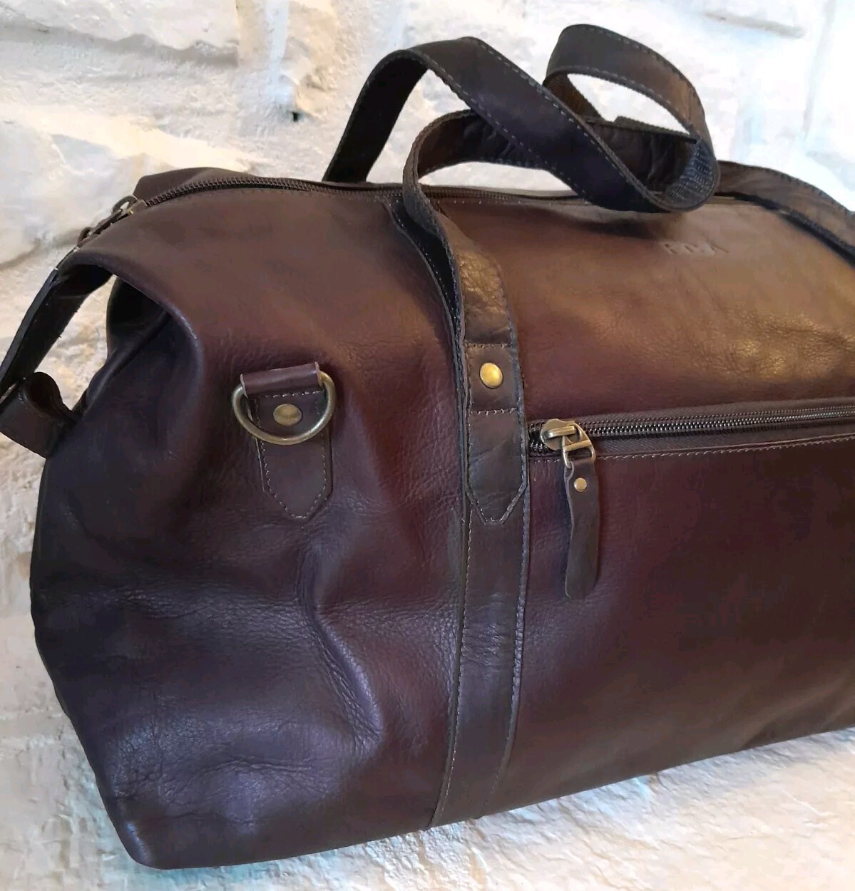 New CLAIRE CHASE Overnighter Duffle Bag Drk Brown Soft Columbia Leather $249