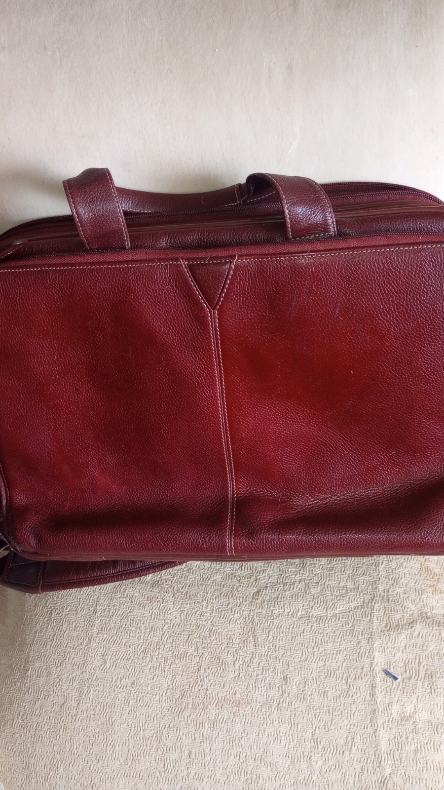 Vintage Johnston & Murphy Brown Pebble Leather Laptop Briefcase Messenger Bag