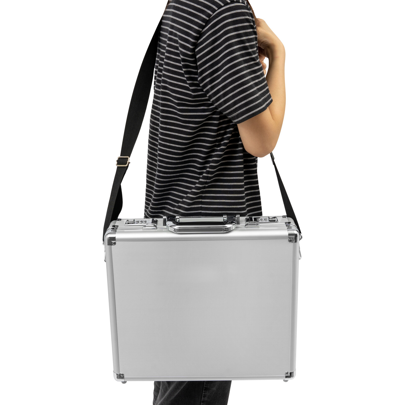 Aluminum Combination Lock Briefcase Business Big Capacity Briefcases With Pocket