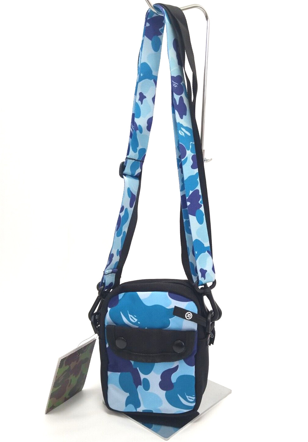 BAPE A Bathing Ape ABC Mini Shoulder Bag Camo Blue 2 Straps W:5.5in H:7in