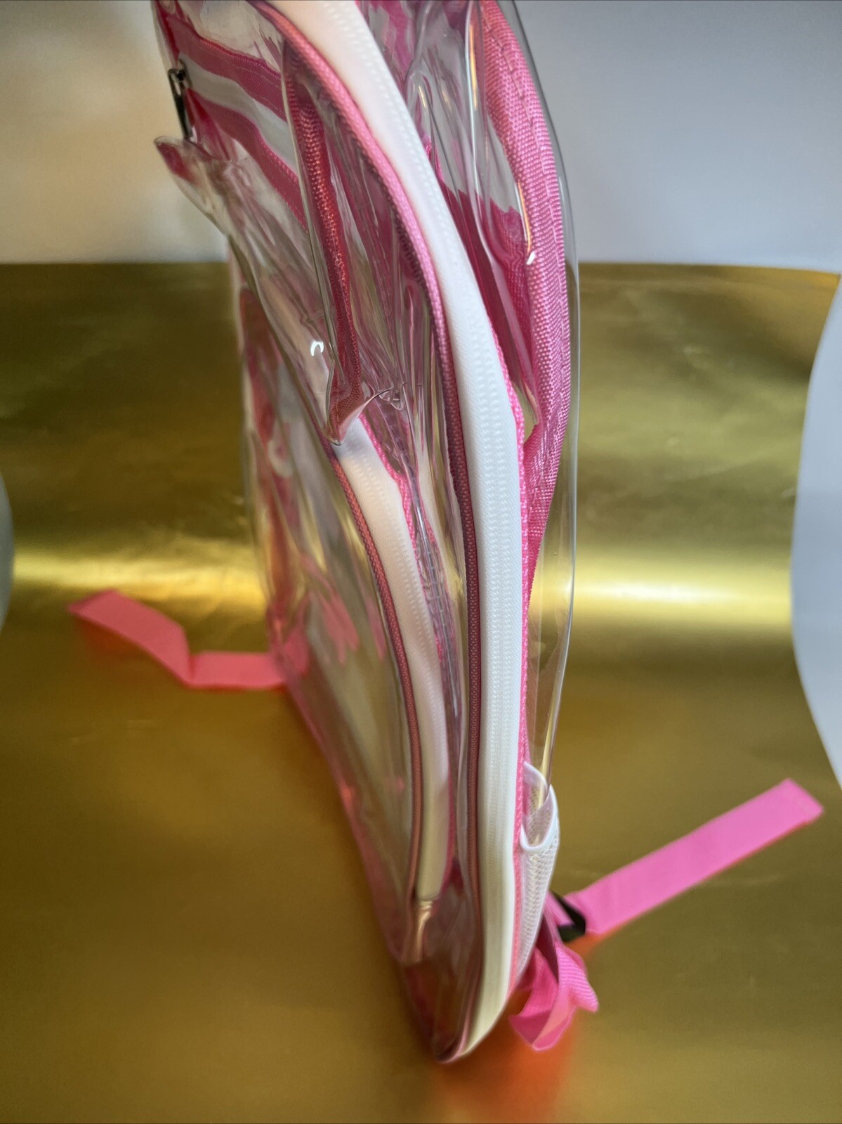 School bag Solid Color Clear Backpack Heavy Duty PVC Transparent Stylish Pink