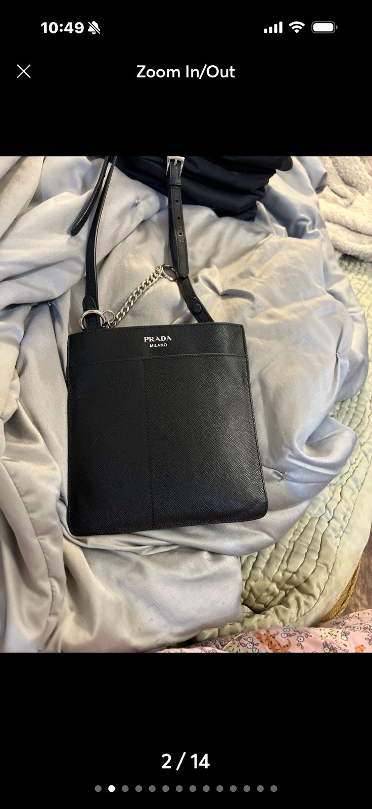 PRADA Black Crossbody Bag Adjustable Strap Casual Business Travel Solid