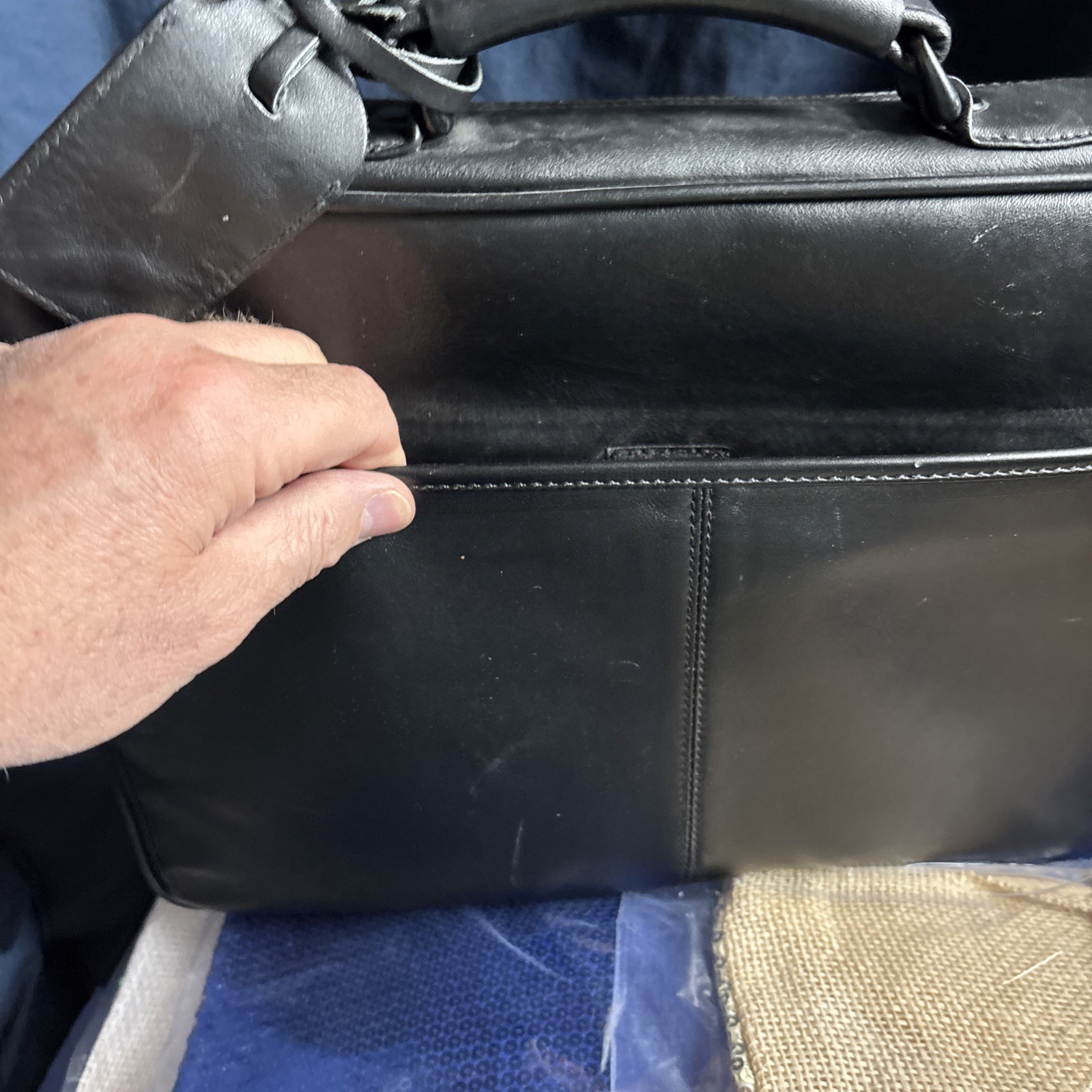 Soft Sided Leather Briefcase Black W Shoulder Strap REDUCED!!