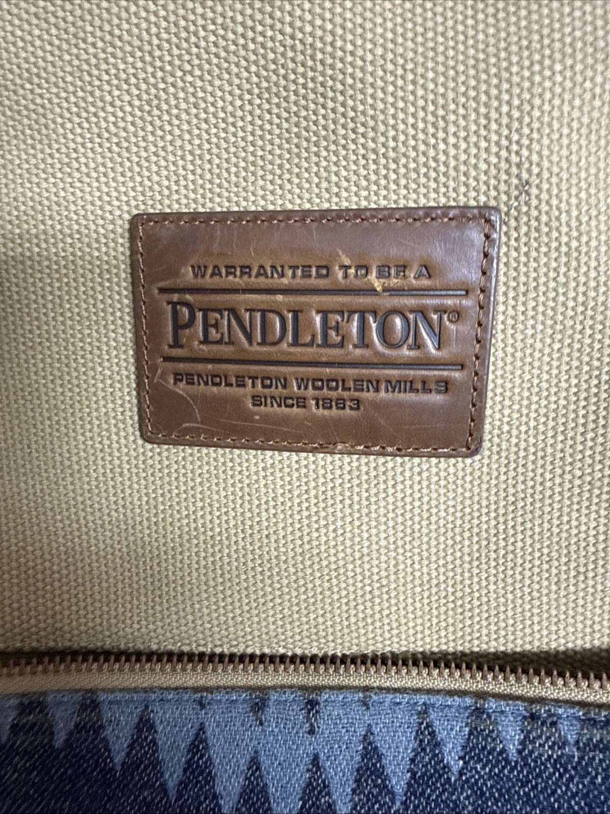 Pendleton Sante Fe Wool/Canvas/Leather Backpack Tan/Blue Native/Western/Aztec