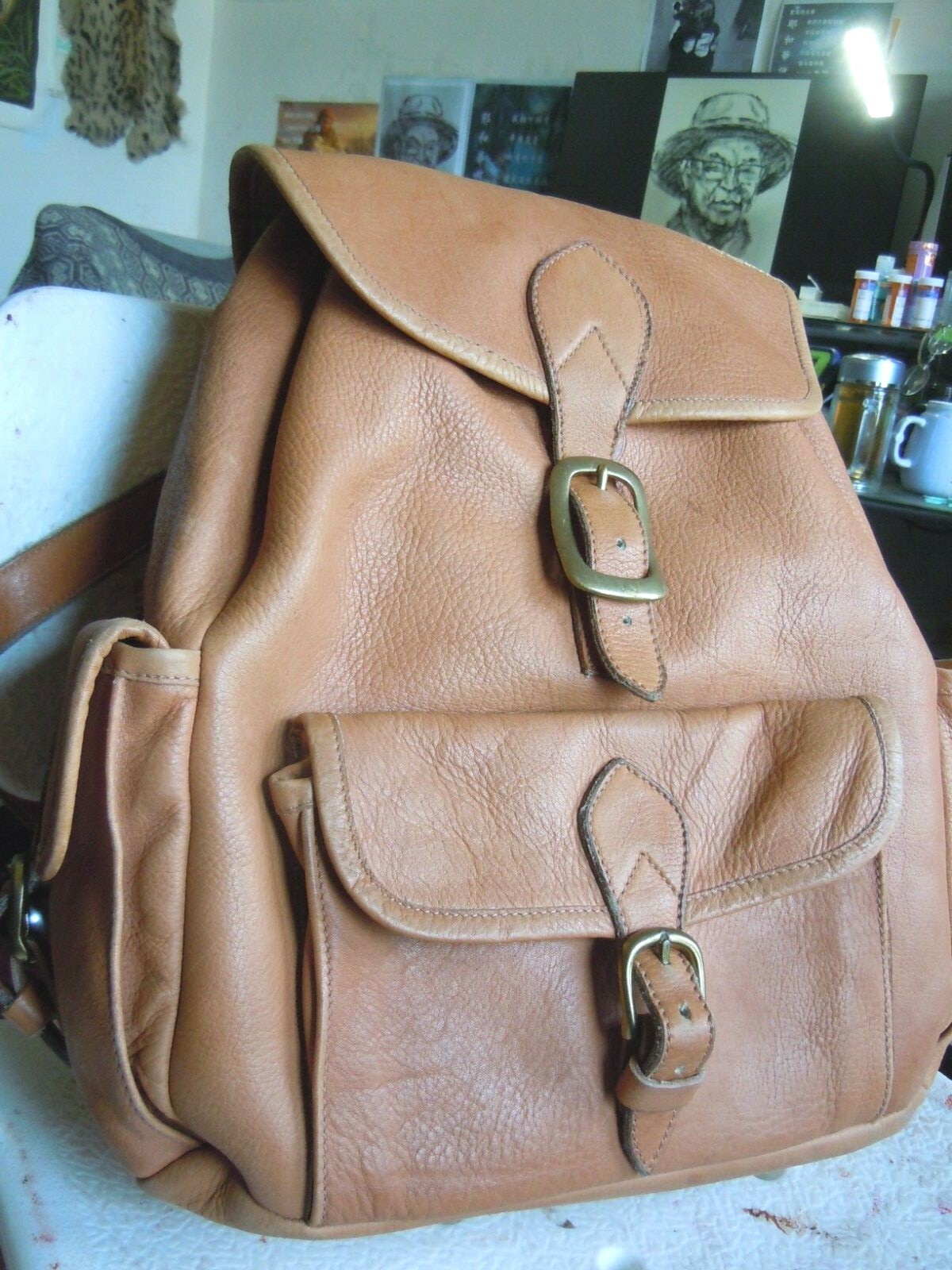VTG Roots CANADA brown Saddle Leather brifcase back pack