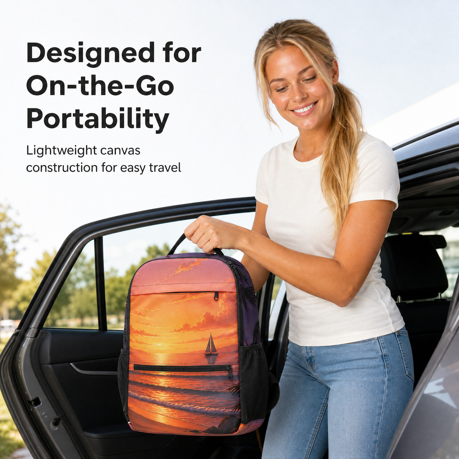 Daypack Backpack ergonomic padded Laptop Pocket Mesh Pockets Unisex Summer