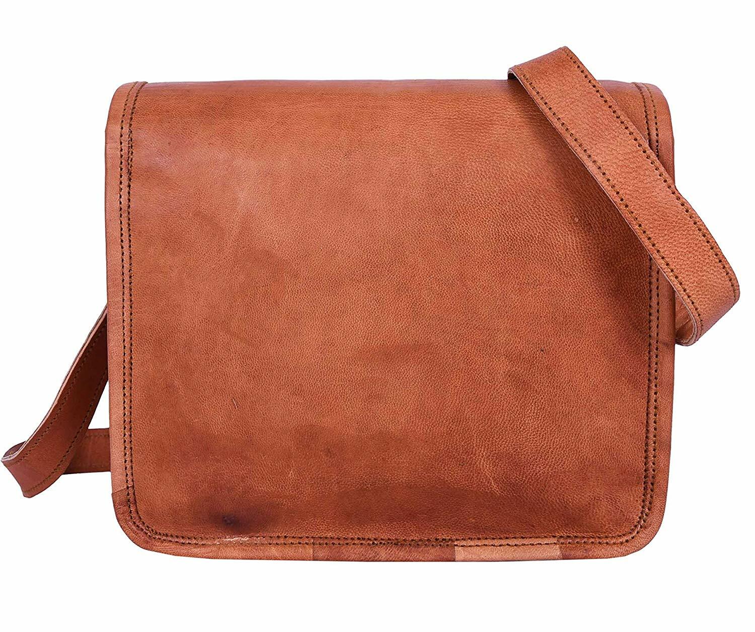 For All Genuine Vintage Brown Leather Briefcase Messenger Bag Shoulder Laptop