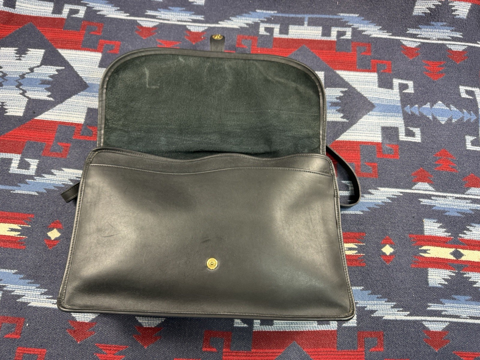 SCHLESINGER Black LEATHER BRIEFCASE Messenger Bag FLAP TOP Case COWHIDE USA Made