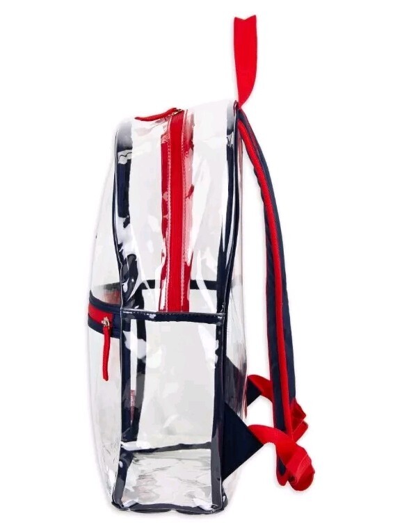 Eastsport Stadium Approved Clear Backpack with Pencil Case Blue Red Trim Or Pink