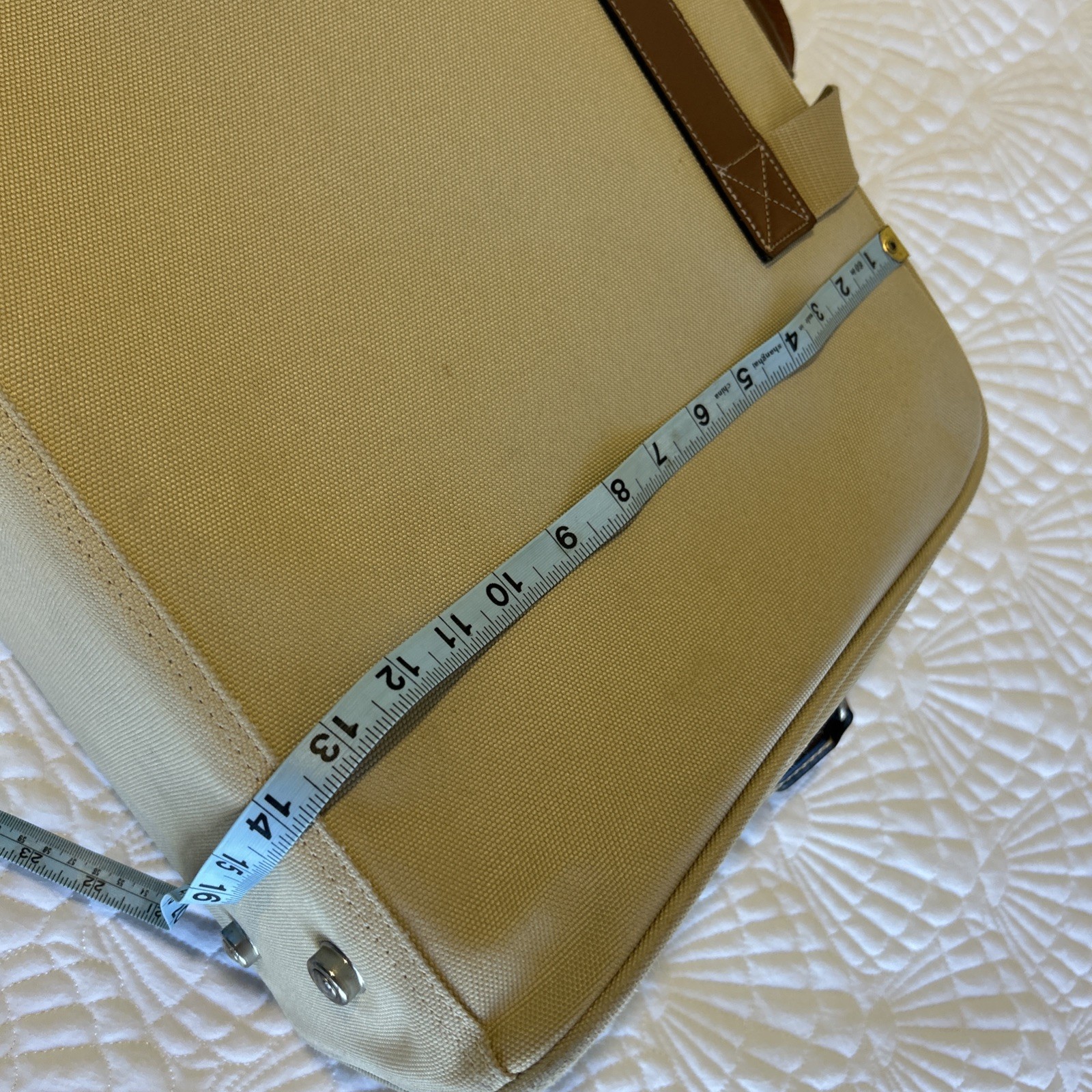 Lancel Paris Canvas Leather Weekend Carry-on Duffel Brown Tan Beige Luggage Exc