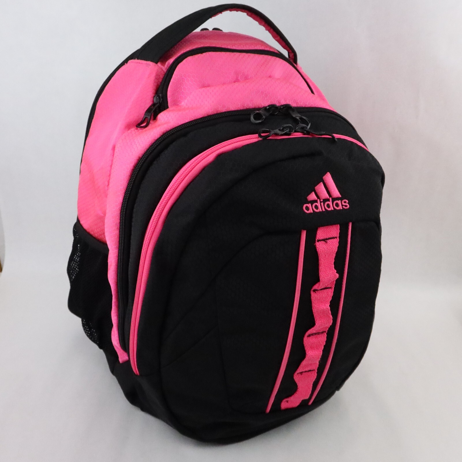 Adidas Load Spring Backpack Black Pink Laptop Tablet Sleeve Pockets Side Pockets