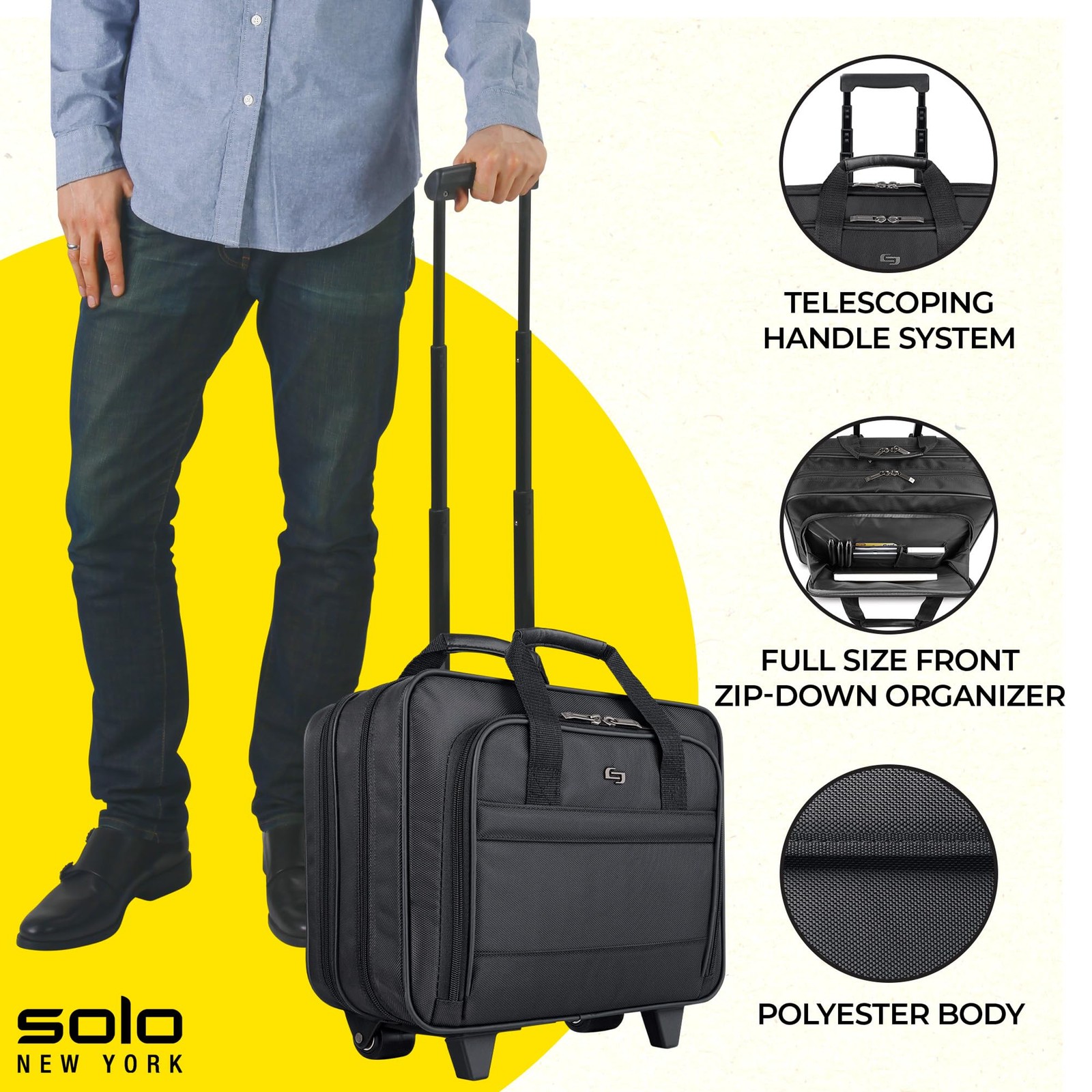 Rolling Case with Wheels – Roller Laptop Bag, Wheeled Briefcase for Women & M…