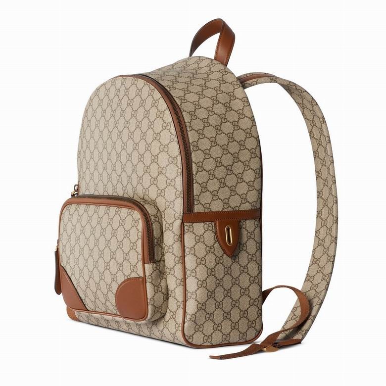 Gucci GG Emblem Medium Canvas Leather – Trimmed Backpack – BROWN – Made in Italy