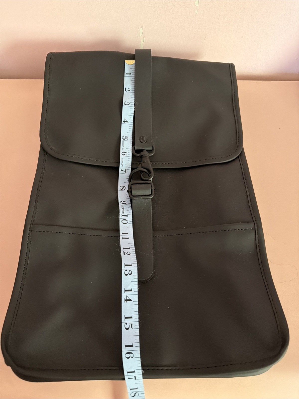 NEW RAINS Waterproof Backpack Black Matte Minimalist 15” Laptop Bag