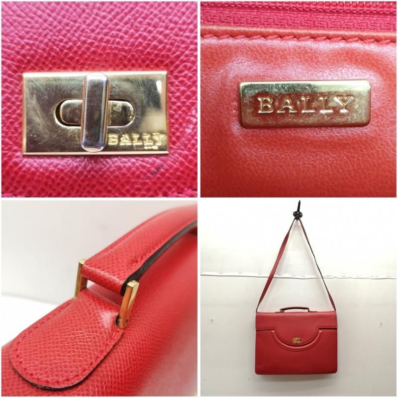 Bally 2-way Leather Briefcase Shoulder Bag Red Spacious Designer 37x27x6cm