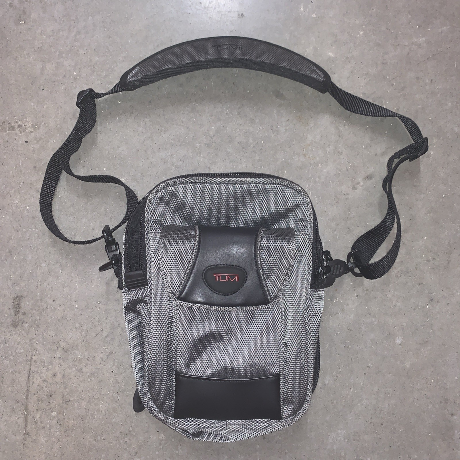 TUMI T2 Crossbody Bag Gray/Black W/ Adjustable Strap