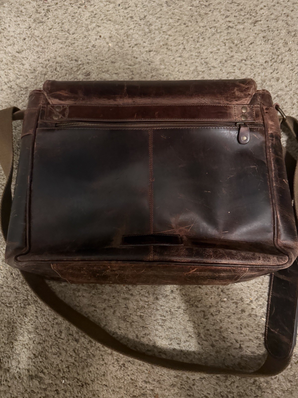 Buffalo Jackson Trading Co. Leather Laptop Messenger Bag Cocoa Brown with Strap