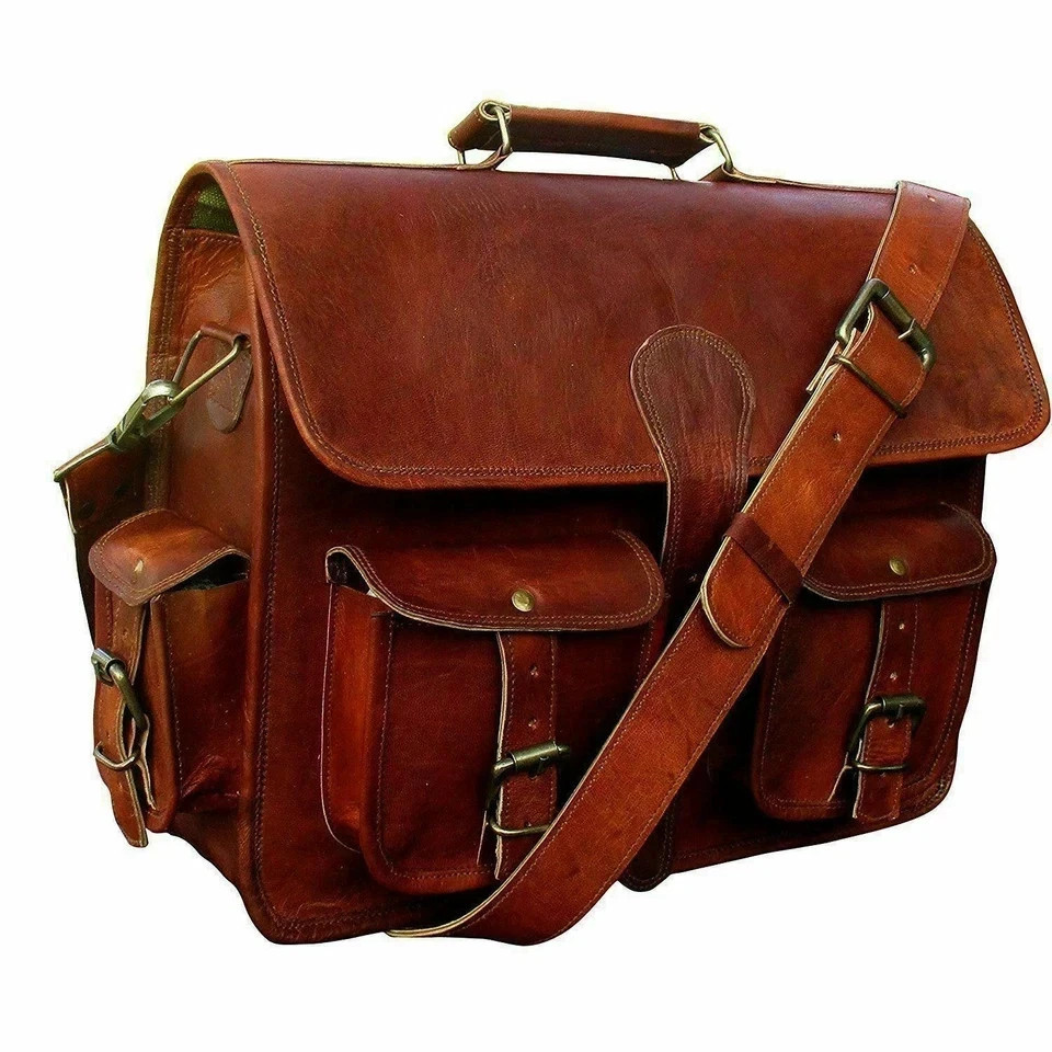 Bag Leather Laptop Messenger Genuine Men’s Vintage Brown Briefcase Satchel Real