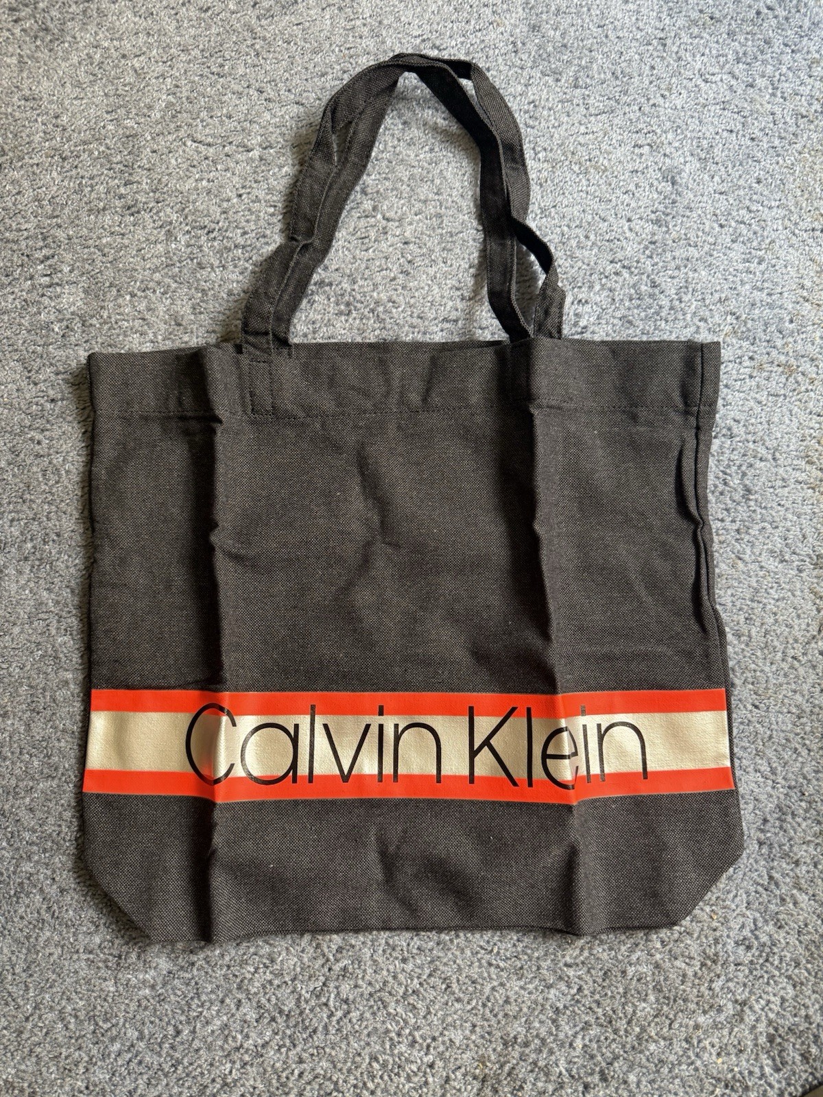 Calvin Klein Black Fabric Tote Bag Brand NEW Reflective Logo Eco Friendly Tote