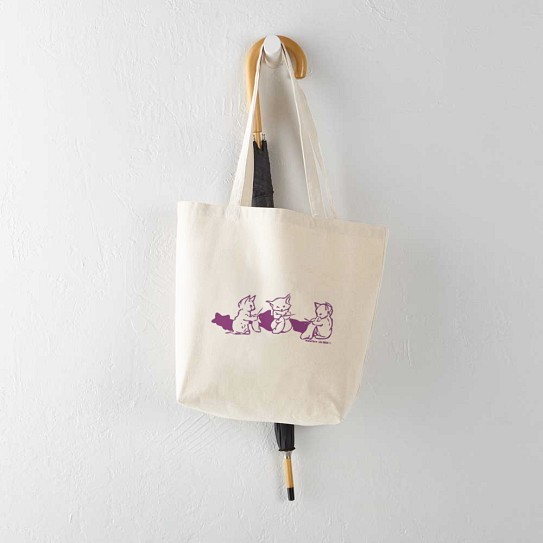 CafePress Three Kittens Knitting Purple Tote Bag (9797953)