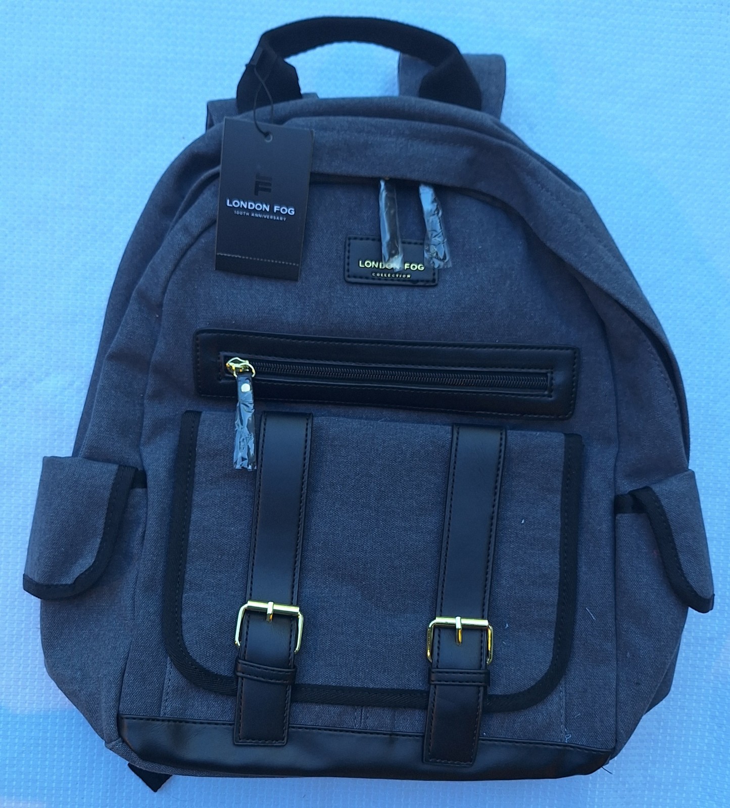 London Fog 100th Anniversary Canvas Backpack Bag Denim NWT