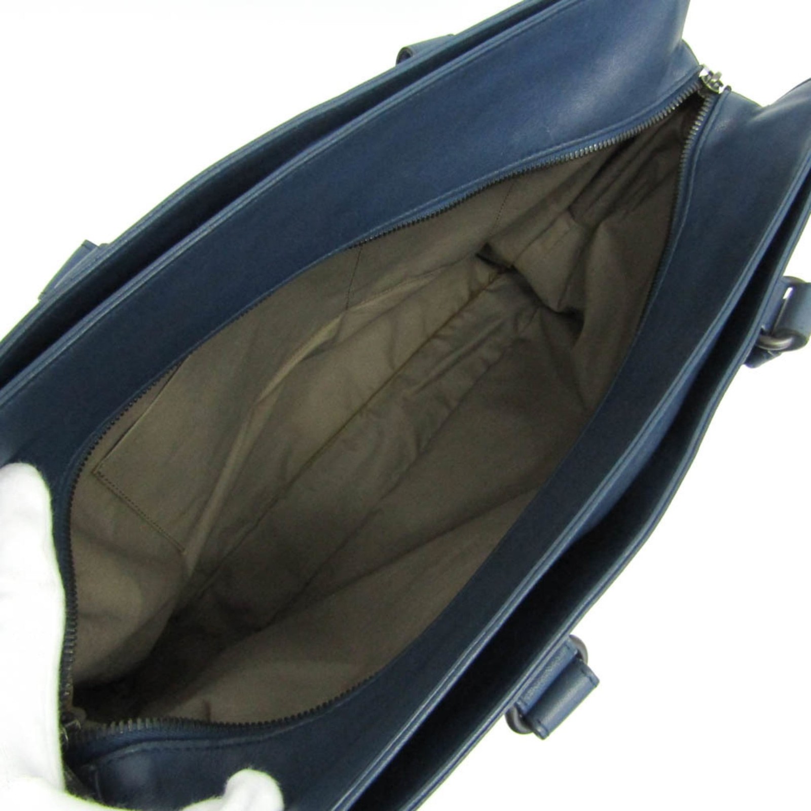 Bottega Veneta Intrecciato Business Bag Leather Briefcase Handbag Navy Used